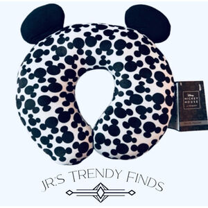 Disney Mickey Mouse U-Shape Travel Neck Pillow – Black & White – NWT